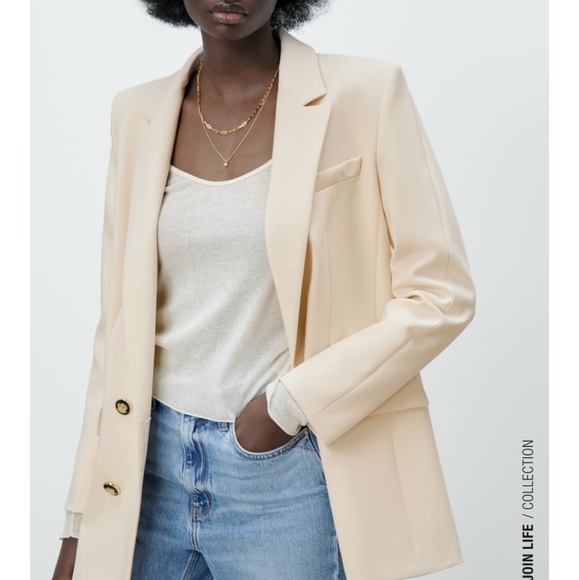 BNWT Zara cream double breasted blazer - Picture 2 of 9